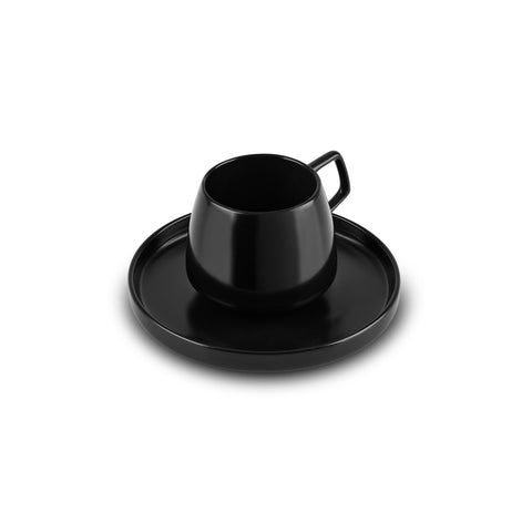 Karaca Streamline Saturn Set de 4 Tasses à Café pour 2 Personnes, Noir Mat