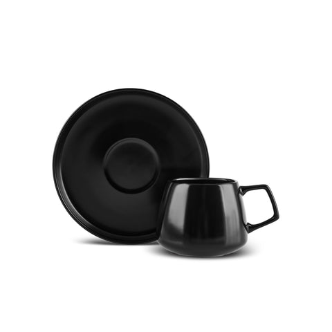 Karaca Streamline Saturn Set de 4 Tasses à Café pour 2 Personnes, Noir Mat
