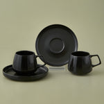 Karaca Streamline Saturn Set de 4 Tasses à Café pour 2 Personnes, Noir Mat