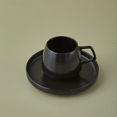 Karaca Streamline Saturn Set de 4 Tasses à Café pour 2 Personnes, Noir Mat