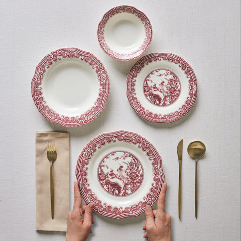 Karaca Bone China Rosie Service de Table 24 Pièces pour 6 Personnes, Multicolore