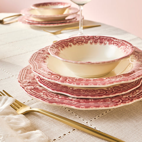 Karaca Bone China Rosie Service de Table 24 Pièces pour 6 Personnes, Multicolore