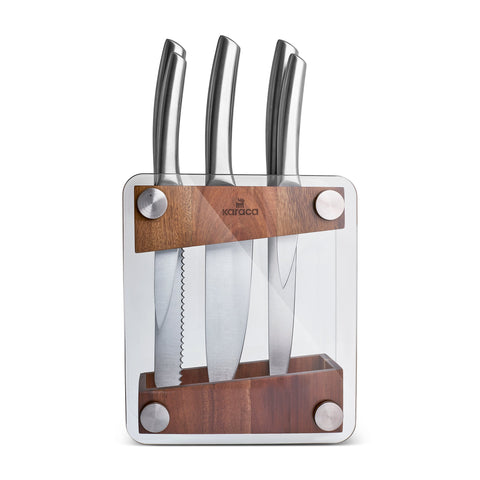 Karaca Venüs Set de 6 Couteaux avec Bloc en Verre