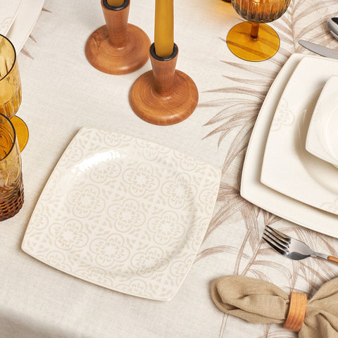 Karaca Square Bone Royal Lace, Service de Table 24 pièces pour 6 personnes