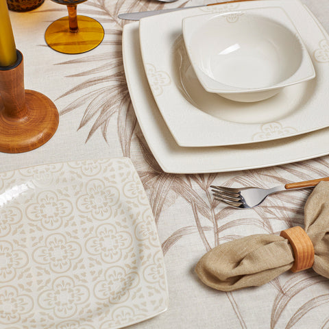 Karaca Square Bone Royal Lace, Service de Table 24 pièces pour 6 personnes
