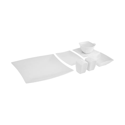 Karaca Stream Pure Perfect Blanc 32 Pièces Service de Petit Déjeuner 6 Personnes Carré