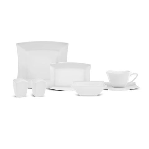 Karaca Stream Pure Perfect Blanc 32 Pièces Service de Petit Déjeuner 6 Personnes Carré
