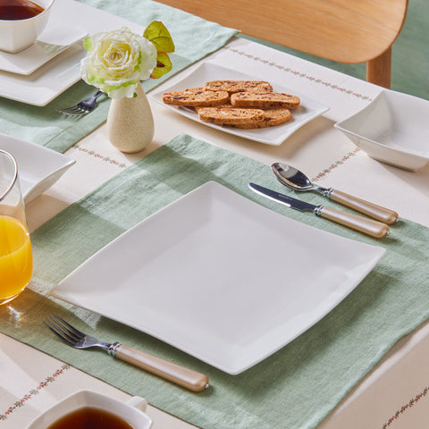Karaca Stream Pure Perfect Blanc 32 Pièces Service de Petit Déjeuner 6 Personnes Carré
