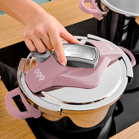 Ensemble d'autocuiseurs Karaca Perfect 4 + 6 L, rose