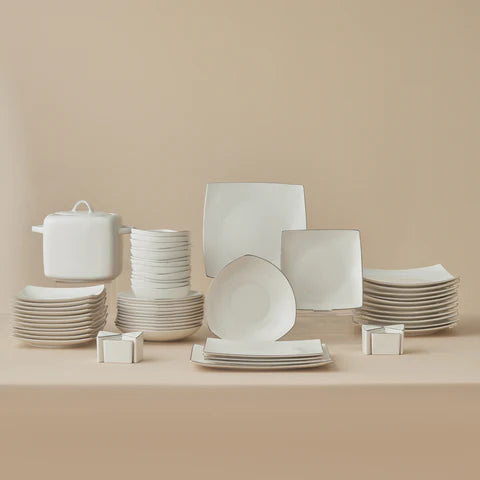 Karaca Square Bone Lucia Service De Table 60 Pièces Pour 12 Personnes – Or