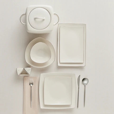 Karaca Square Bone Lucia Service De Table 60 Pièces Pour 12 Personnes – Or