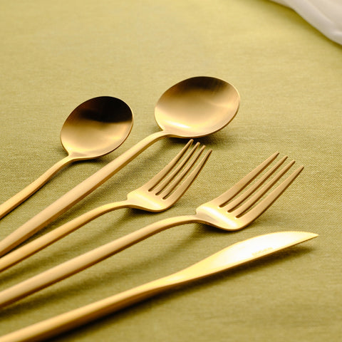 Set De Couverts Karaca Matte Gold Pour 12 Personnes, 60 Pièces