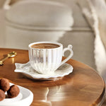 Karaca Huître Ensemble De Tasses À Café En Porcelaine Pour 2 Personnes Blanc 90 Ml