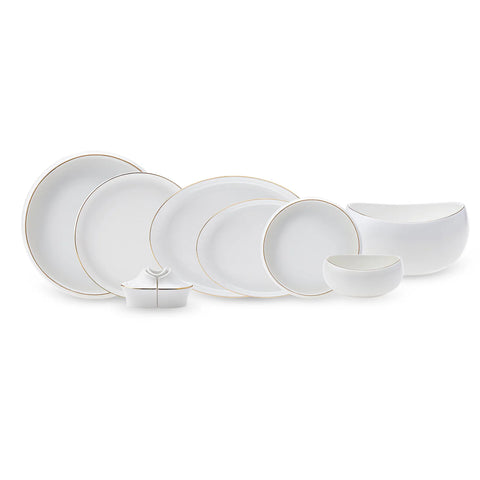 Karaca Red Carpet Collection Service de table en porcelaine Streamline Hole pour 12 personnes, 59 pièces, doré
