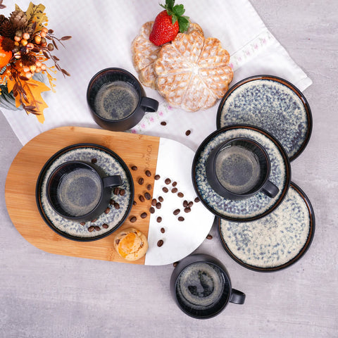 Coffret de tasses à thé Karaca Black Galactic Reactive, 8 pièces