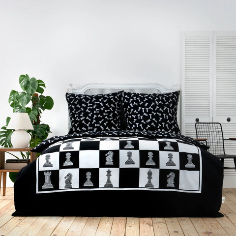KH CHESS DUVET COVER SET (200x200+2*80x8