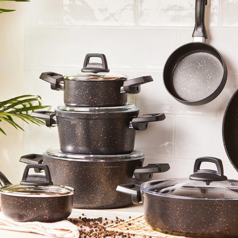 Batterie de cuisine Karaca Biogranit Blackgold, 12 pièces