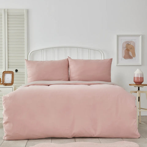 KH POWDER PINK & BEIGE DUVET COVER SET (