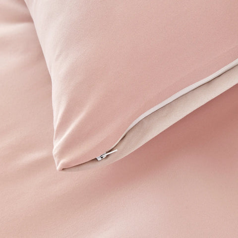 KH POWDER PINK & BEIGE DUVET COVER SET (