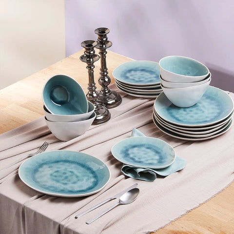 Service de table Karaca Turquoise Reactive pour 6 personnes, 18 pièces