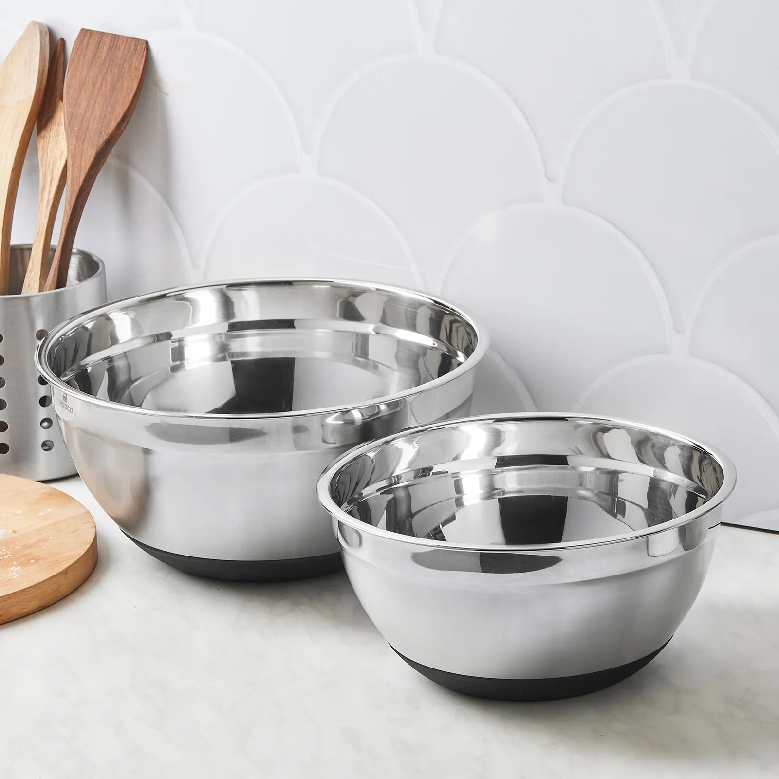 Lot De 2 Bols Mélangeurs Sunbeam Mixmaster – Inox – 9" Et 6" – Excellent état