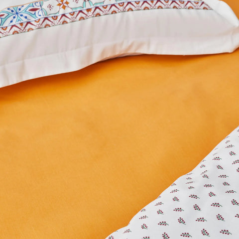 Parure de lit Karaca Home Lumina avec housse de couette 100 % coton pour lit double, jaune
