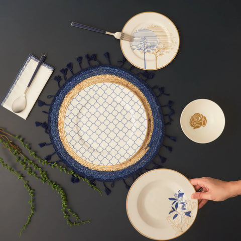 Service de table Karaca Enyal en porcelaine pour 6 personnes, 24 pièces