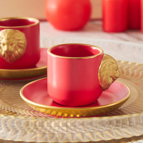 Coffret de tasses à café Karaca Lion pour 2 personnes, 75 ml