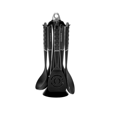 Ensemble d'ustensiles de cuisine Karaca Daimond Gray avec support, 6 pièces