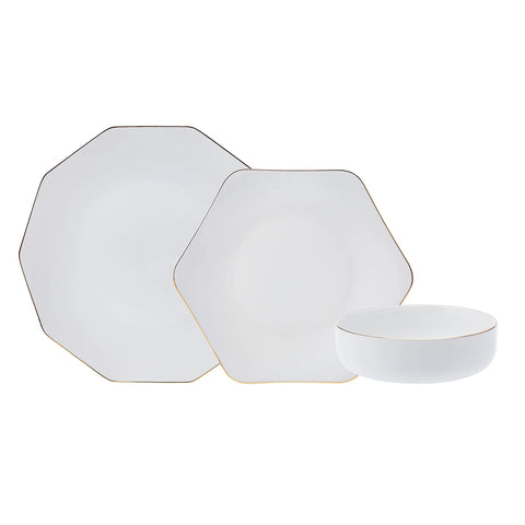 Service de table en porcelaine Karaca Linda pour 6 personnes, 18 pièces