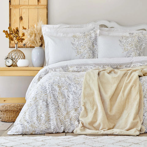 Parure de lit Karaca Home Bled avec housse de couette 100 % coton pour lit double, gris
