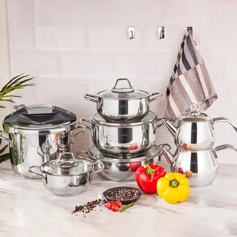 Cadeau de mariage – Batterie de cuisine Karaca Sofia en acier, 13 pièces