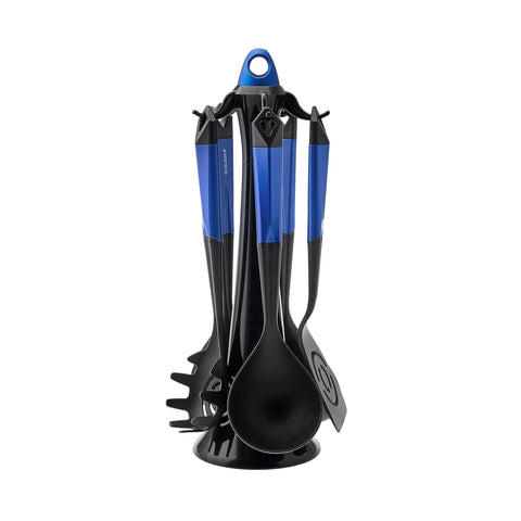 Ustensiles de service Karaca Hardy avec support, 6 pièces, bleu