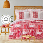 Parure de lit Karaca Home Pietra 100 % coton, rouge