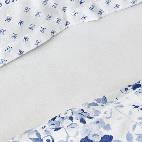 Parure de lit Karaca Home Amelia avec drap housse élastique et housse de couette 100 % coton pour lit simple, bleu