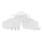 Service de table Karaca New Suha en porcelaine pour 12 personnes, 60 pièces carrées/rectangulaires, couleur crème