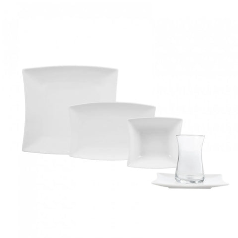 Service Petit Déjeuner Karaca New Perfect White pour 6 personnes, 26 pièces carrées/rectangulaires
