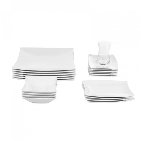 Service Petit Déjeuner Karaca New Perfect White pour 6 personnes, 26 pièces carrées/rectangulaires