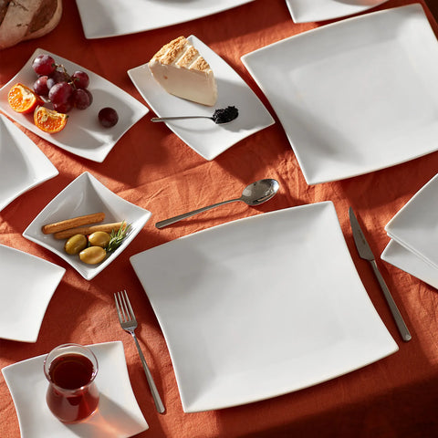 Service Petit Déjeuner Karaca New Perfect White pour 6 personnes, 26 pièces carrées/rectangulaires