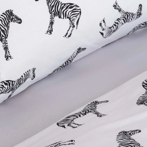 Parure de lit Karaca Home Sarah Anderson Zebra Noir avec taies d’oreiller et housse de couette 100 % coton pour lit simple