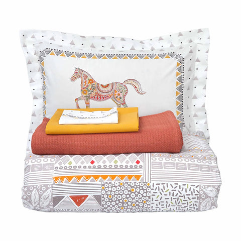 Parure de lit Karaca Home Halig avec housse de couette 100 % coton pour lit 2 personnes et couverture offerte