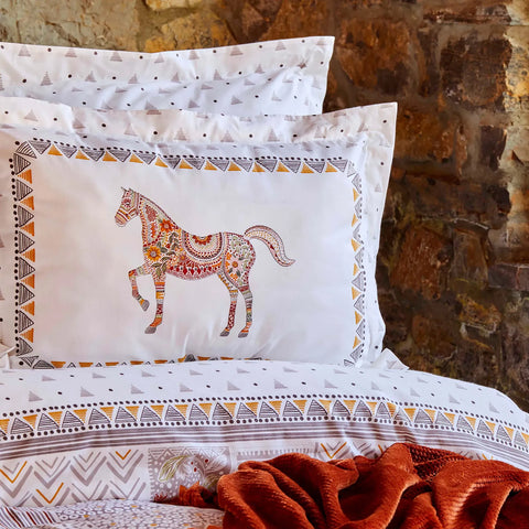Parure de lit Karaca Home Halig avec housse de couette 100 % coton pour lit 2 personnes et couverture offerte