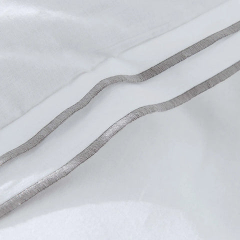 Parure de lit  Karaca Home Victorie avec pico gris taies d’oreiller et housse de couette pour lit double, blanc