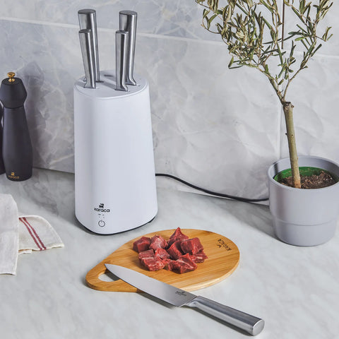 Karaca Meister Set de Couteaux avec Support Stérilisateur Blanc