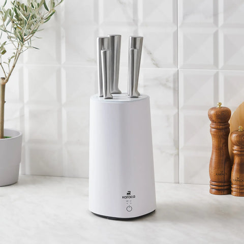 Karaca Meister Set de Couteaux avec Support Stérilisateur Blanc