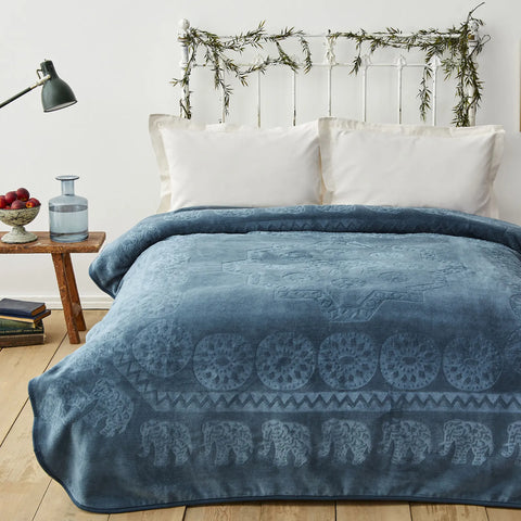 Couverture Karaca Home Eléphant doux Embosy pour double, pétrol 