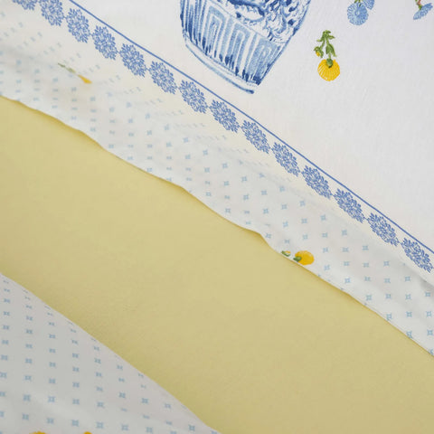 Parure de lit Karaca Home Enola avec taies d’oreiller et housse de couette 100 % coton pour lit double, jaune