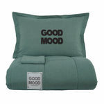 Ensemble de Lit Double Karaca Home Motto Cotton Comfort, Pétrole