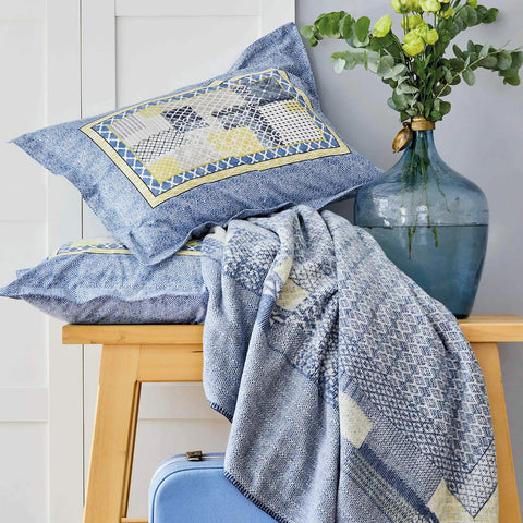 Parure de lit Bosa Indigo avec taies d’oreiller et housse de couette 100 % coton pour lit simple