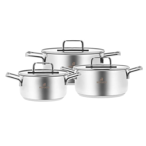 Batterie de cuisine Karaca Arya en acier taille moyenne, 6 pièces
